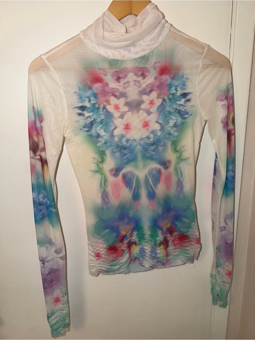 AFRM Sheer Tie-Dye Long Sleeve Mock Neck Top - Multicolor